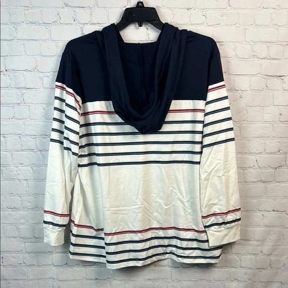 BloomChic Blue and White Striped Hoodie - Picture 6 of 6